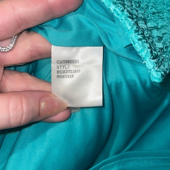 NEW! Tadashi Shoji Audrie Off Shoulder Jacquard Dress 👗 Jasmine Green sz 14 NWT - Picture 15 of 15